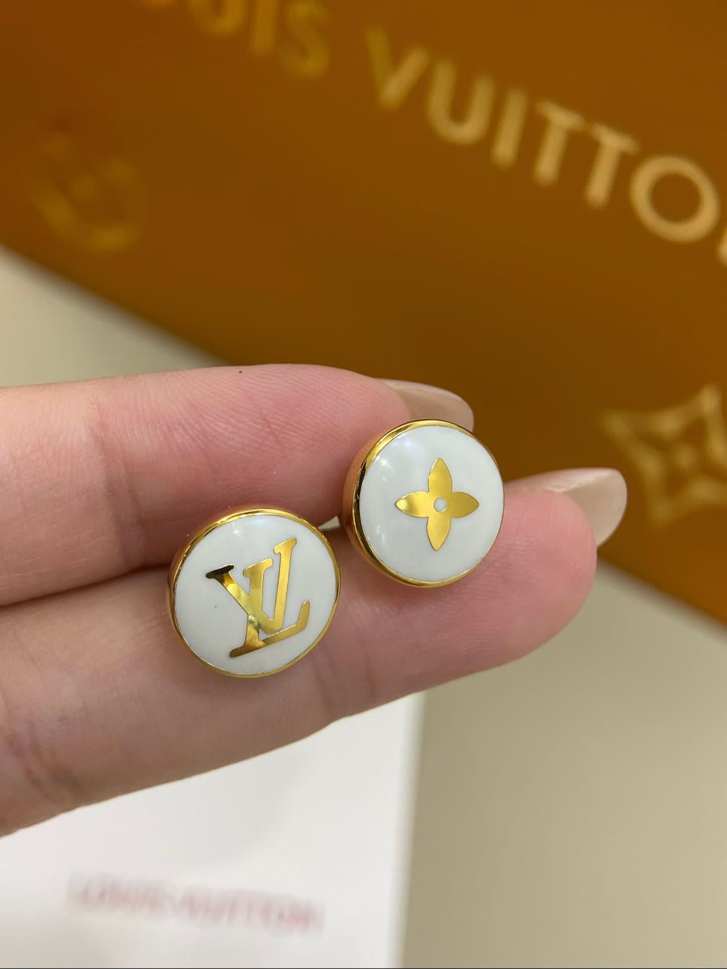 Louis Vuitton White Enamel Earrings Louis Vuitton White Enamel Earrings